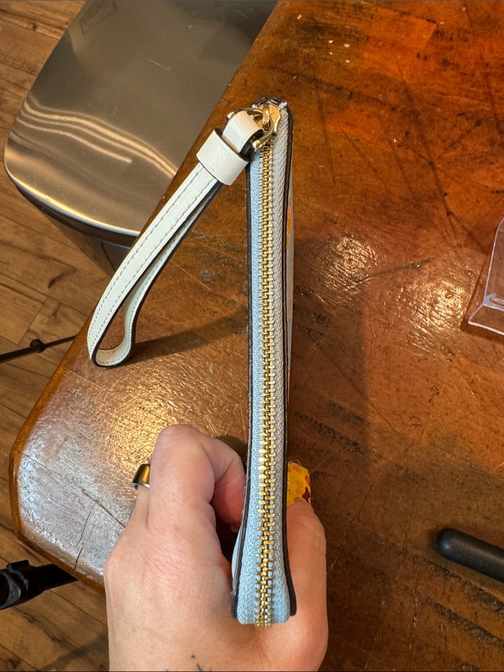 Coach Light Blue Wristlet with Orange Slice Print - Picture 10 of 13